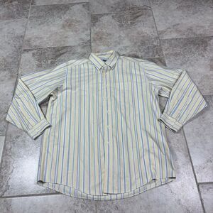 LL Bean Shirt Mens Large 17/35 Striped Wrinkle Resistant Preppy Classic Button